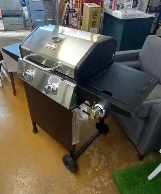 Dyna-Glo 2-Burner Open Cart Propane Gas Grill in Stainless Steel and Black  with Side Burner for Sale in Peoria, AZ - OfferUp