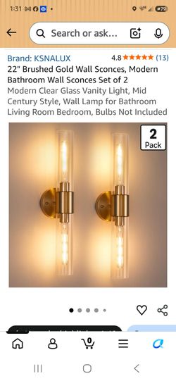 KSNALUX Brushed Gold Wall Sconces Set of 2