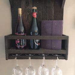 Wine Glass & Bottle Display, Wooden 