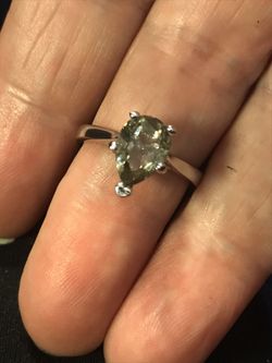 18k Gold Over Silver Green Amethyst SZ.8