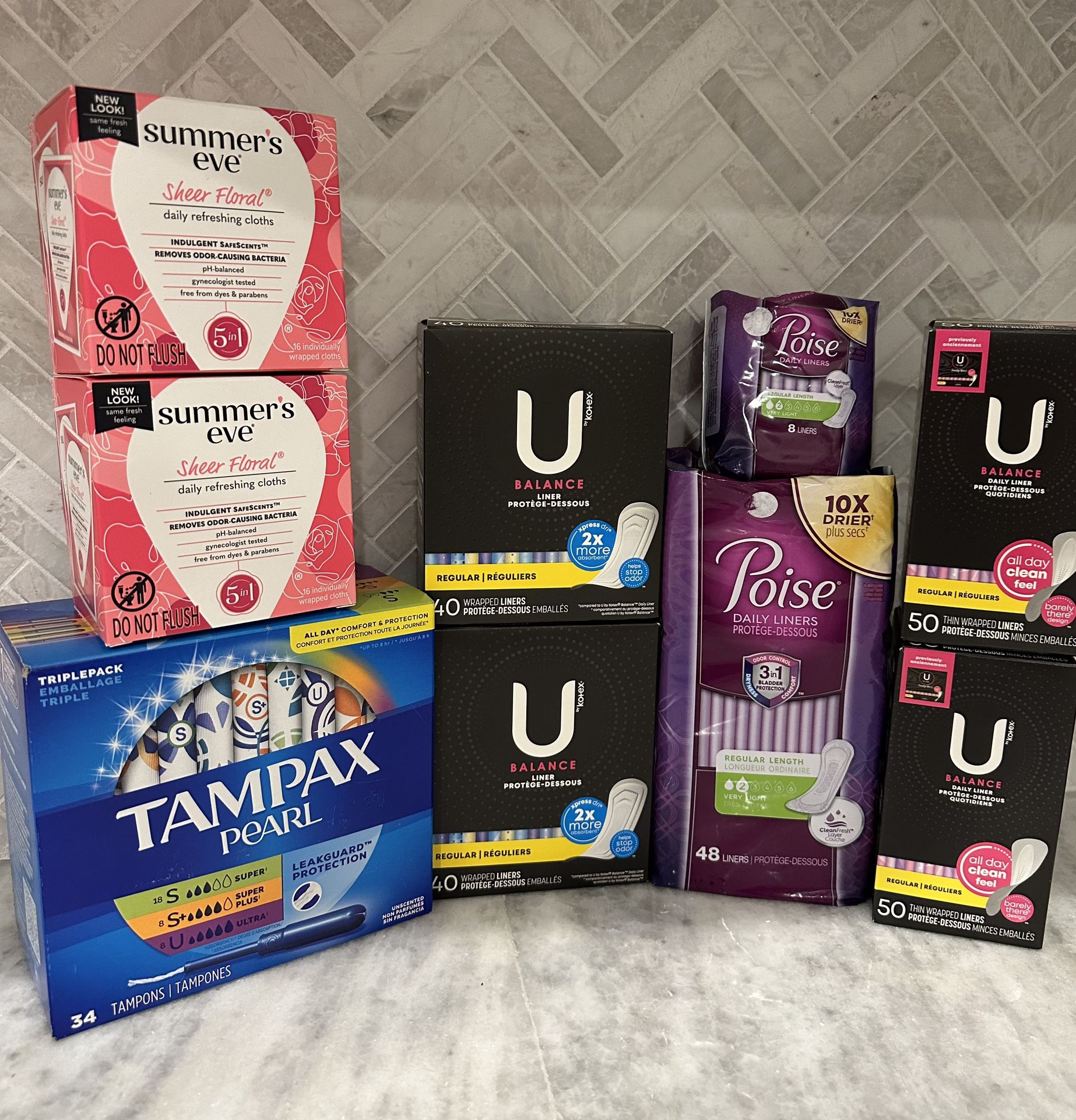 Feminine products - Tampax, U By Kotex, Poise & Summer’s Eve - Bundle #18