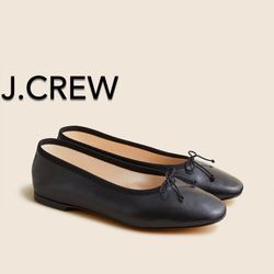 (NEW) (2 SIZES AVAILABLE) WOMEN’S J.CREW ZOE BALLET FLATS IN LEATHER - SIZES: 8 AND 9 (MSRP: $128 EACH)