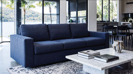 Stearns & Foster® Paolo Deep Blue Queen Sleeper Sofa w/ Memory Foam Mattress