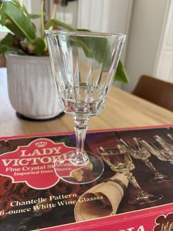 Vintage Crystal White Wine Glasses