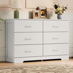 IDEALHOUSE Modern 6 Drawers Dresser for Bedroom, Chest of Drawers with Metal Handles, Storage Organizer for Living Room, Bedroom, Entryway & Hallway, 
