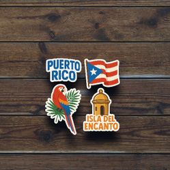 Puerto Rico Sticker Set – Isla del Encanto, Flag, Parrot & Landmark | Vibrant Vinyl Decals