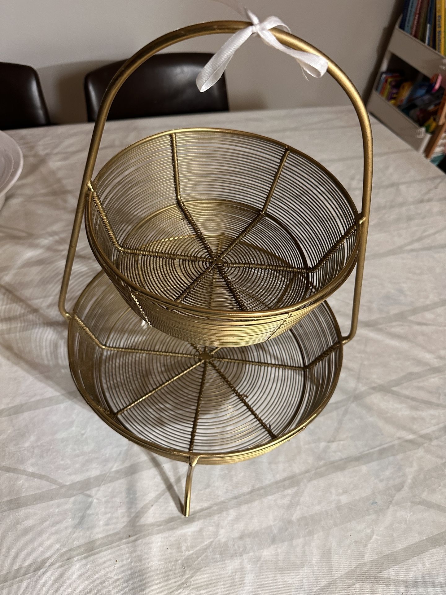 Gold Fruit Basket - 2 TIer Solid and Sturdy