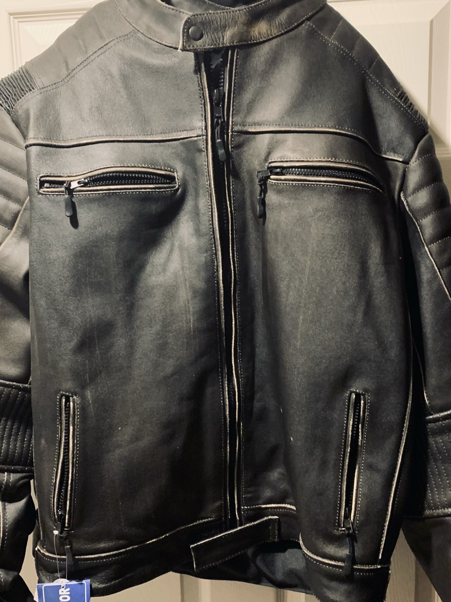 Men’s Leather Motorcycle Jacket XXL