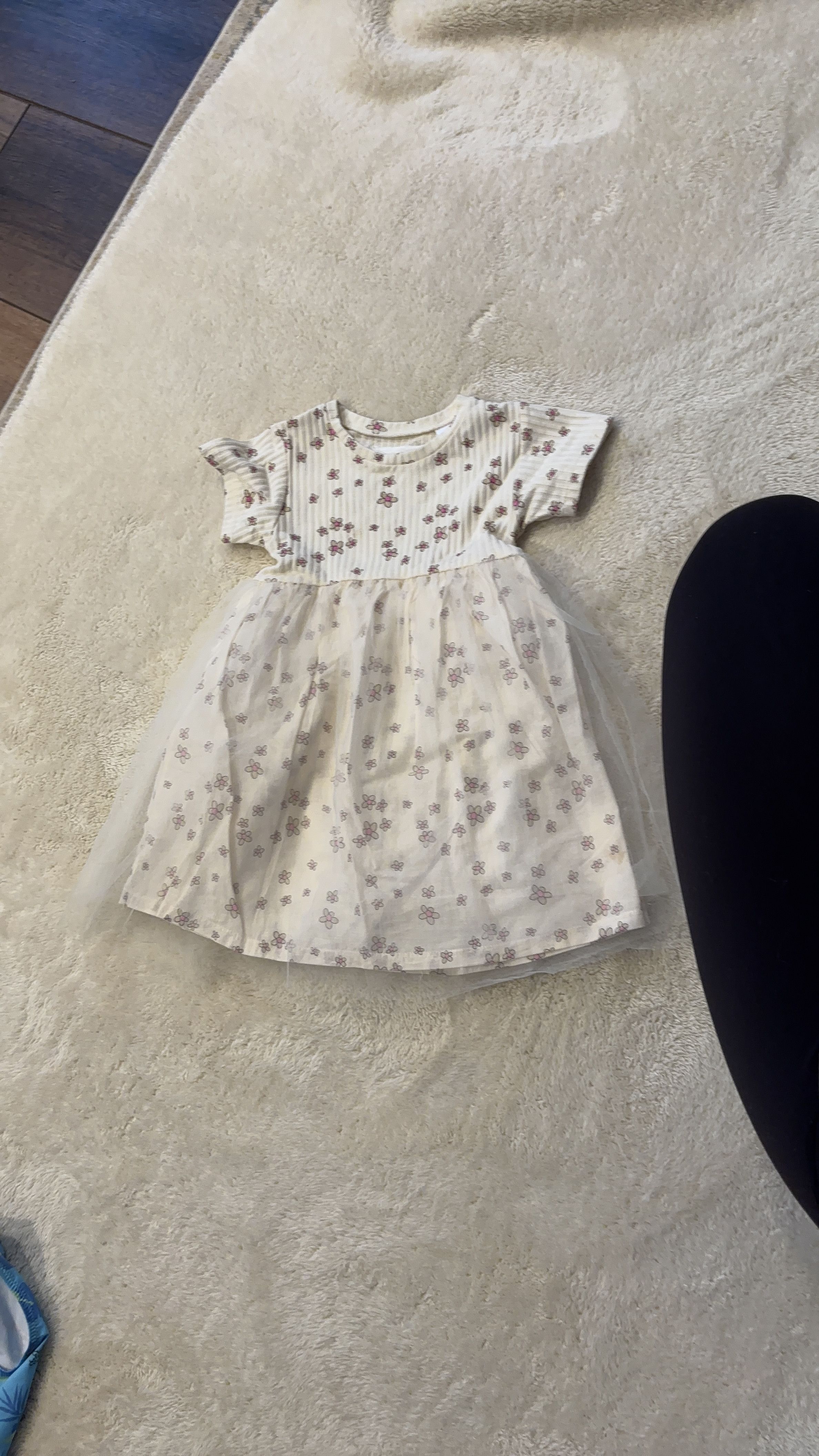 Zara White Floral Print Short Sleeve Dress