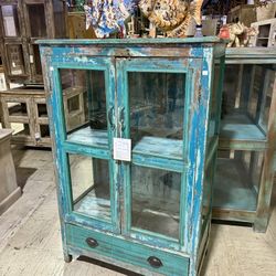 Reclaimed Wood & Glass Storage Cabinet
