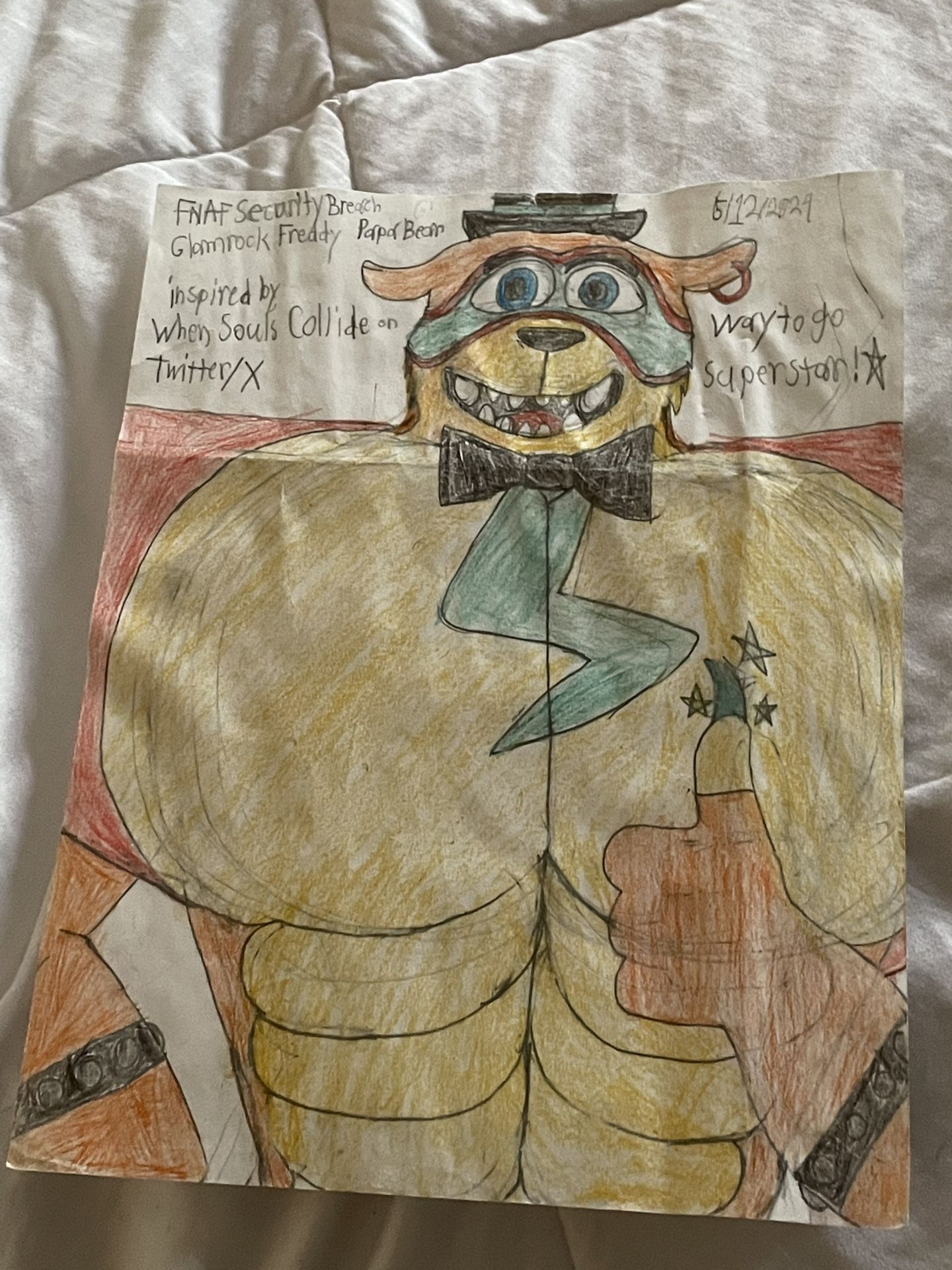 Five Nights At Freddy’s Security Breach Glamrock Freddy Fan Drawing