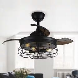 Black Ceiling Fan with Light Kit and Remote Control 
