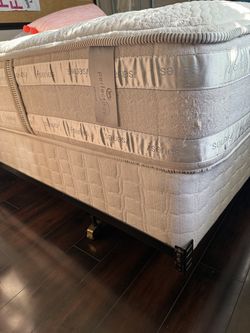 King Mattress, Box Spring, Metal Frame with Wheels