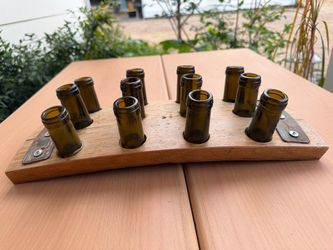 Upcycled Wine Barrel Stave Bud Vase / Bottle Holder - Rustic Decor (15” Long)