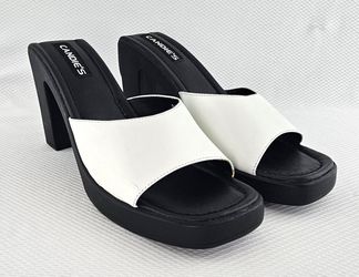 Vintage New Candies White Leather High Heel Slides 8M