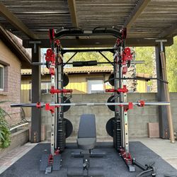 Smith Machine 200 | Adjustable Bench | 245lb Cast Iron Olympic Weights | 7ft Olympic Bar | Fitness | Gym Equipment | FREE DELIVERY/INSTALLATION 🚚 🛠️