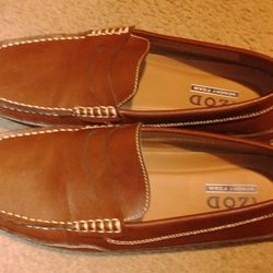 Izod Memory Foam Brown Leather Loafers 