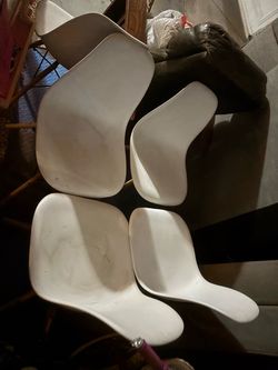 White Plastic Shell Chair Seats – Set of 6