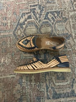 Navy & Tan woven sandals