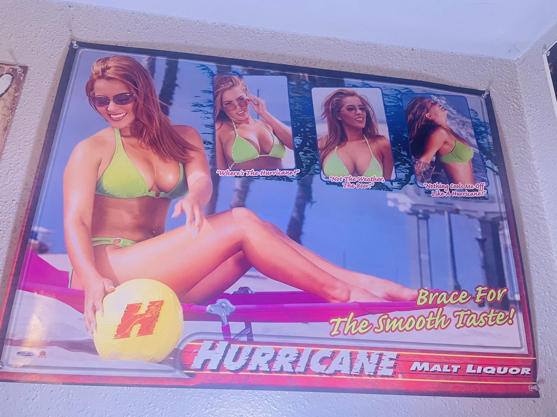 Hurricane Malt Liquor Rare 2002 Anheuser Busch Beer Poster 19x27 Woman In Bikini