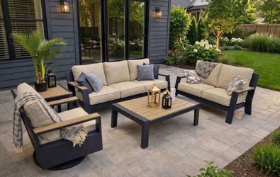 5 Piece Outdoor Patio Conversation Set (Very Dark Blue)*New Patio Furniture*