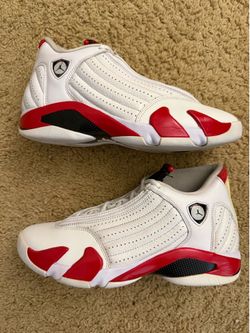 Size 9.5 (Pre owned, no box) - 2019 Air Jordan 14 retro candy cane rip Hamilton