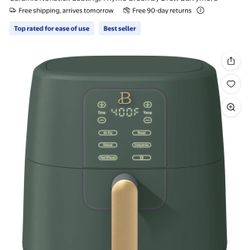 Beautiful 6qt Air Fryer with TurboCrisp Technology, EverGood Ceramic Nonstick Coating, Thyme Green by Drew Barrymore