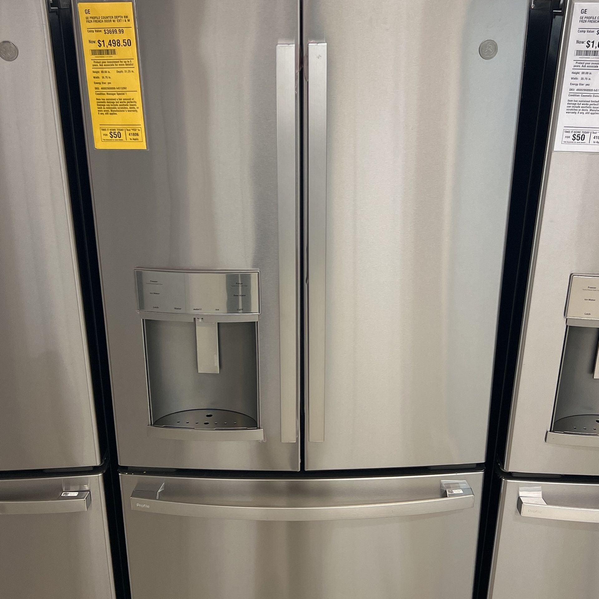 GE PYE22KYNJFS 22 Cu Ft Counter Depth French Door Refrigerator