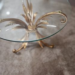 Coco Chanel Style Sheaf Of Wheat Gilded Side Tables 