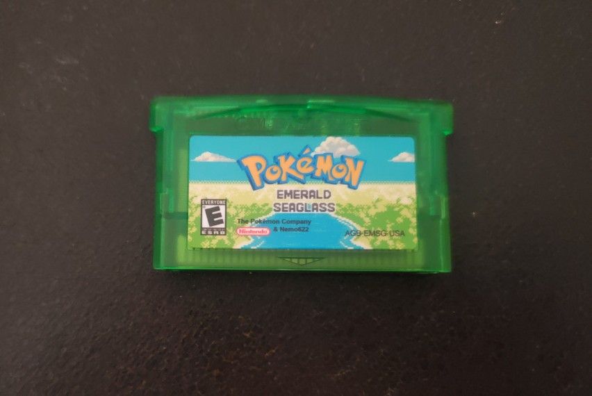Pokemon Emerald Seaglass Custom ROM Hack Video Game Cartridge GBA Gameboy Advance 