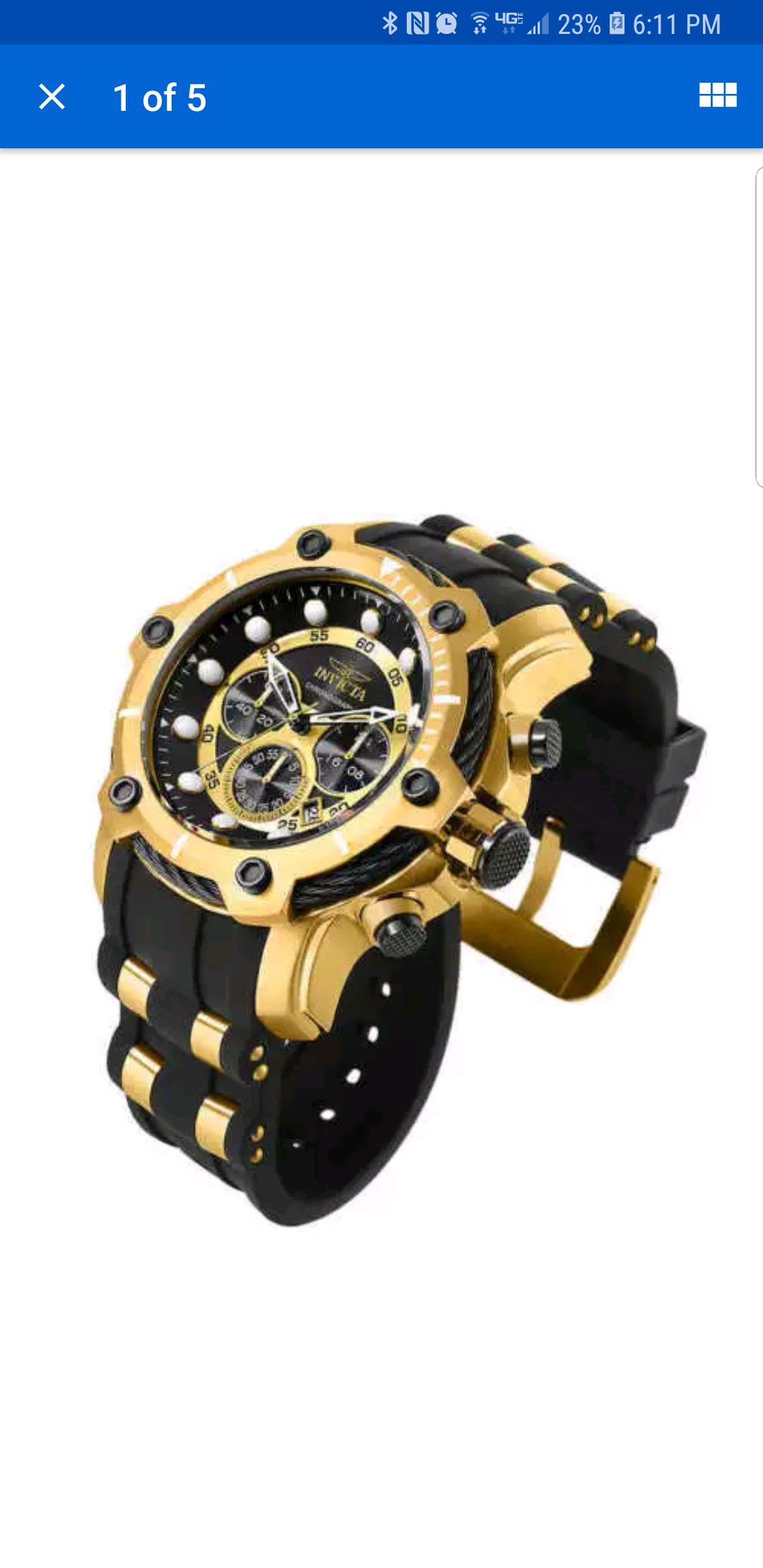 New Black & Gold Cable Invicta Watch