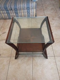 Wood and glass end table