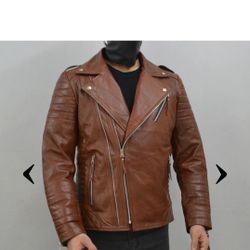 Men's Brando Antique Brown Motorcycle Genuine Leather Biker Jacket Size XXL