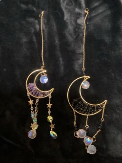 Crystal Moon Suncatcher Hangings Set of 2