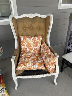 Wing Chairs Large - White Rattan