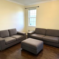 Modern 3 pieces Sofa Set- 3 seater, 2 seater, Ottoman and FREE Ceiling Fan