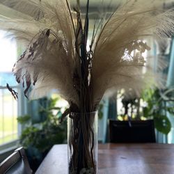 Large Fake Pompous Grass In Vase 