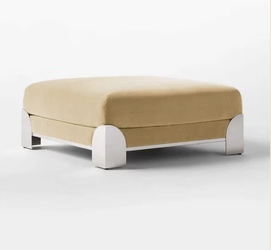 Like New CB2 Velvet and Stainless Steel Camel Coffee Table 36.5x36.5x14 - New York, NY