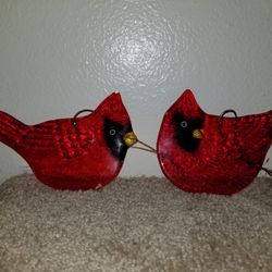 Vintage Glass Red Cardinal Ornaments Sun Catchers 

