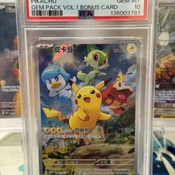 Pokemon PSA 10 Pikachu #004 SV-P Gem Pack Vol 1 Bonus Card Promo