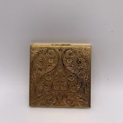 Vintage American Beauty Etched Powder Case With Mirror