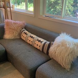 Three Couch Pillows -  Pottery Barn & Nordstrom/Pink/Beige-Sand/Grey