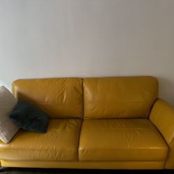 Leather Couch - Yellow