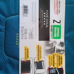 Five Star Zipper Binder, 2 Inch 3-Ring Binder for School, 530 Sheet Capacity, 3 Removable Tabbed File Folders, Teal