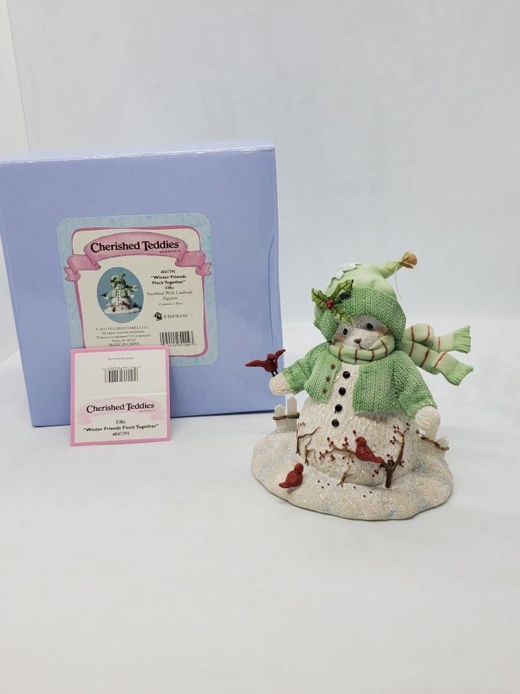 New Cherished Teddies Effie Winter Friends Flock Together Limited rare
2015 Cherished Teddies EFFIE CHRISTMAS FIGURINE LIMITED RARE W