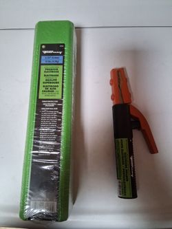 Forney welding accessories. 10 lb case of E7018 welding electrodes , 5/32" and Forney electrode holder.