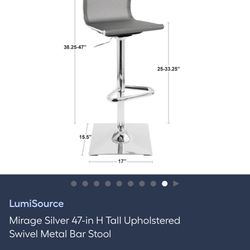  Mirage Silver 47-in H Tall Upholstered Swivel Metal Bar Stool