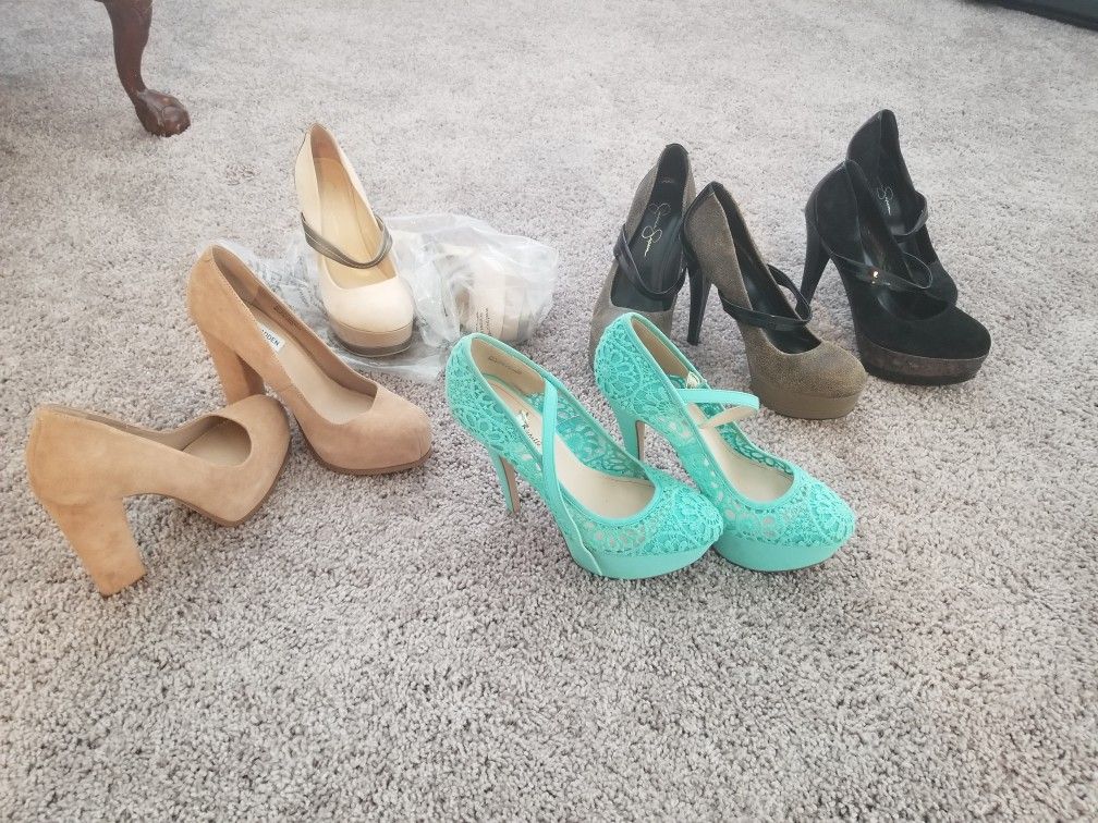 High heels size 8, from Steve madden/Jessica Simpson etc