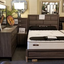 Brand New King Or CA King Bedframe, Dresser, Mirror, Nightstand 4PCs Set