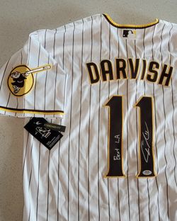 Yu Darvish Signed San Diego Padres Jersey With BEAT LA Inscription Autographed Auto PSA COA XL